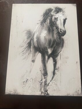 Hobby Lobby Black and White Galloping Horse Canvas Art